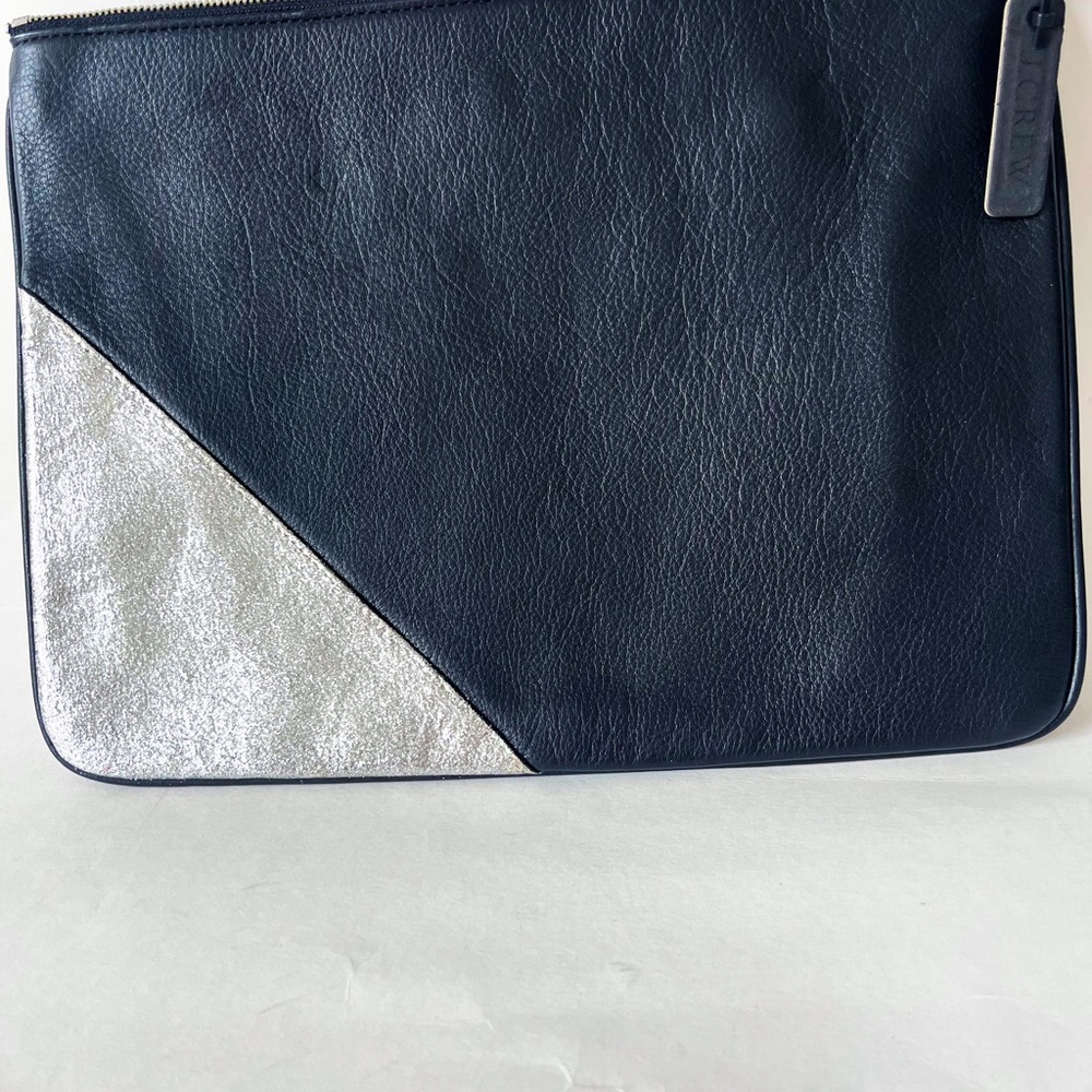 J Crew Black and Glittery Silver Clutch Bag